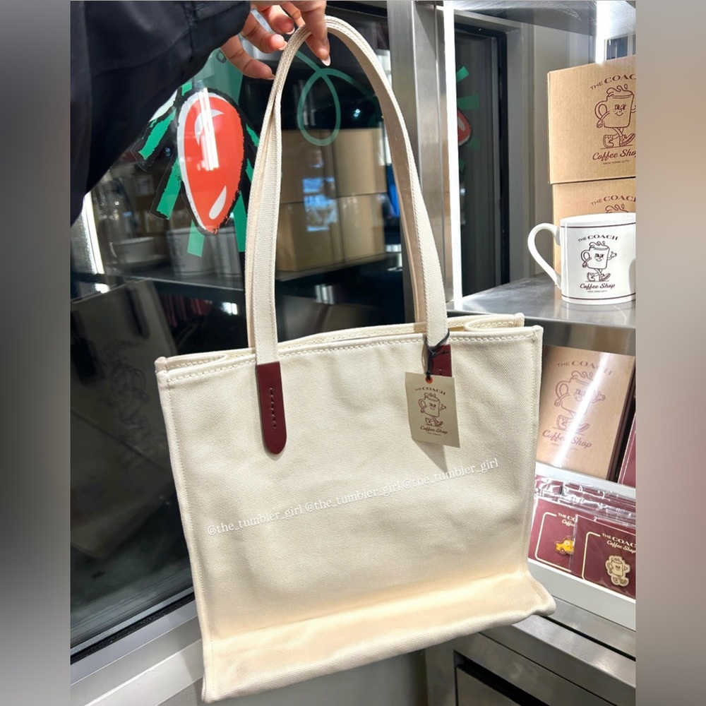 NWT Coach Coffee Shop Lil Miss Jo Cream White Tote Bag - Picture 4 of 5